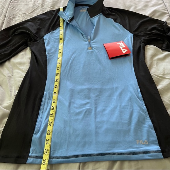 NWT Fila Half-zip Long Sleeve Top in size Medium - Blue & Black - Picture 9 of 11